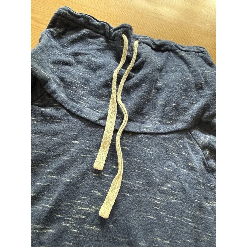Women's Size S Blue Heathered Pullover Hoodie Long Sleeve Drawstring Jersey - Picture 2 of 6